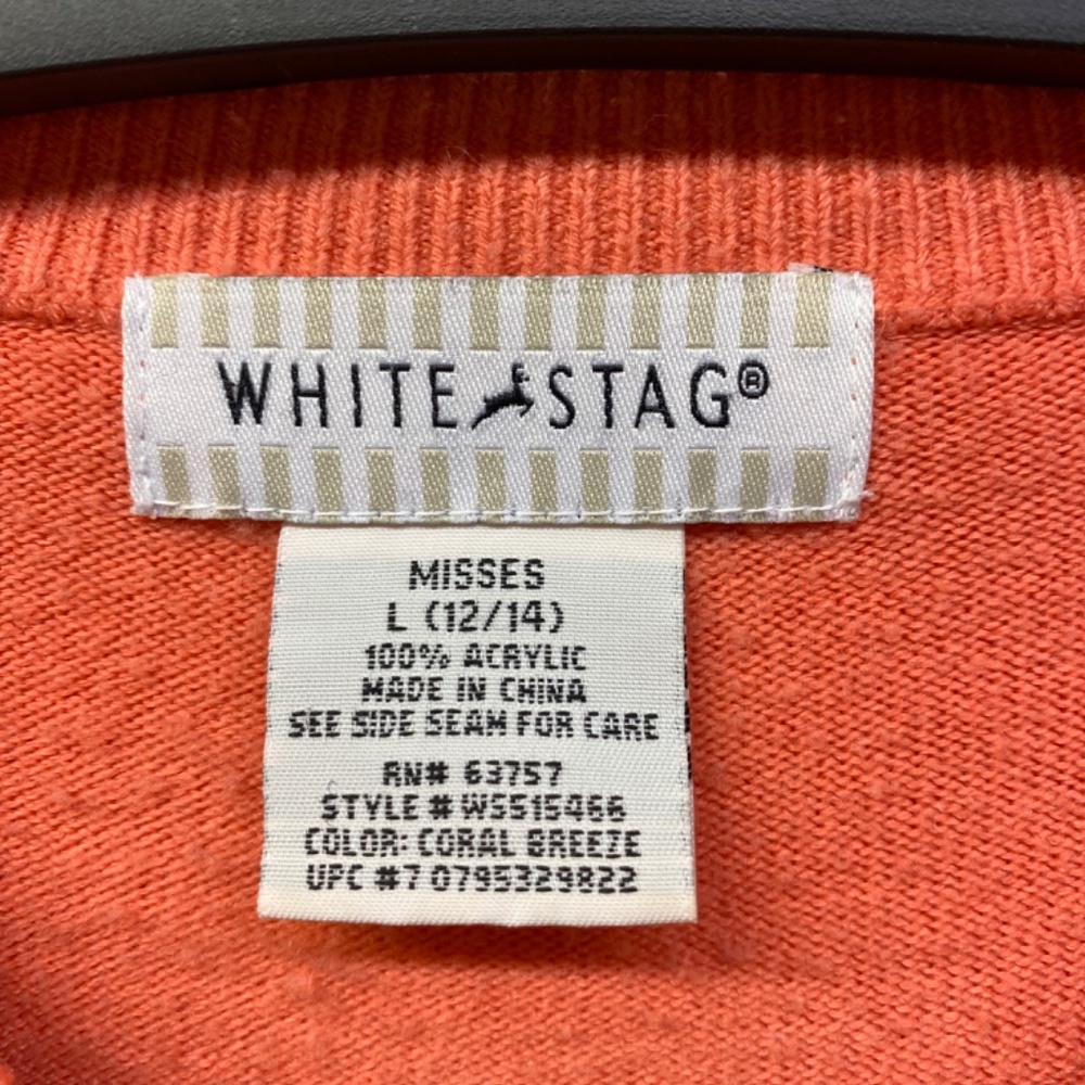 White Stag orange / pumpkin colored cardigan button-up sweater size L - Picture 6 of 7